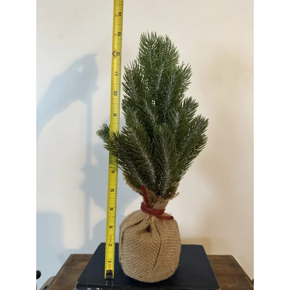 Cute Winter Christmas Tree Simple Primitive Burlap Cottage Farmhouse Decor Small